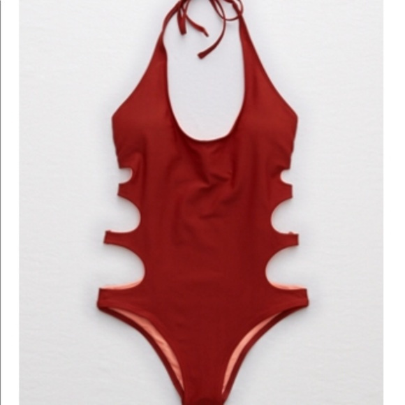 NWOT Aerie maroon red cut out one piece sexy - Picture 2 of 6